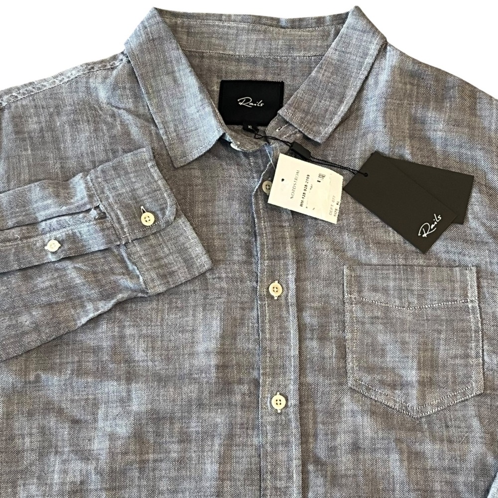 Rails Wyatt Shirt Mens XL Navy Chambray 100% Cotton New